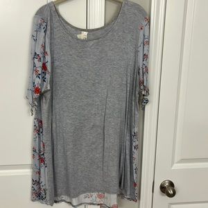 2X blue and grey shirt
